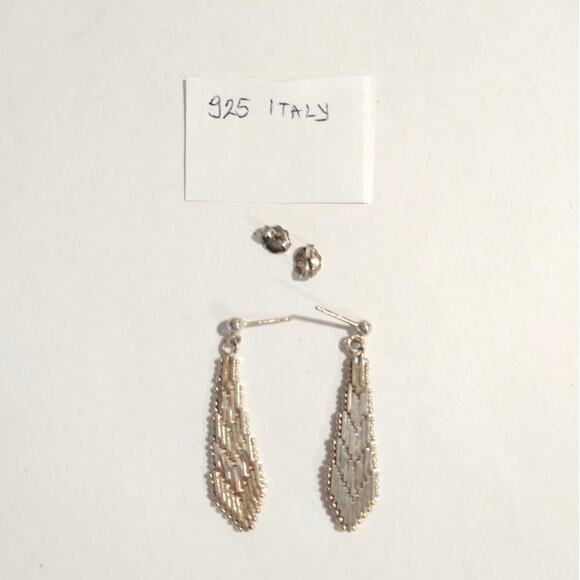 14k yellow gold vermeil Sterling Silver 925 Dangle Drop Earrings Posts Italy - Picture 7 of 8